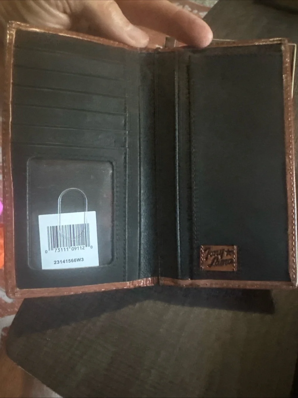 New Tony Lama Rodeo Wallet Blue Aztec Genuine Leather RFID Western Checkbook